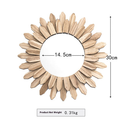 European-style Solid Wood Handmade Finish Hanging Mirror Homestay Hotel Entrance Decoration Hanging