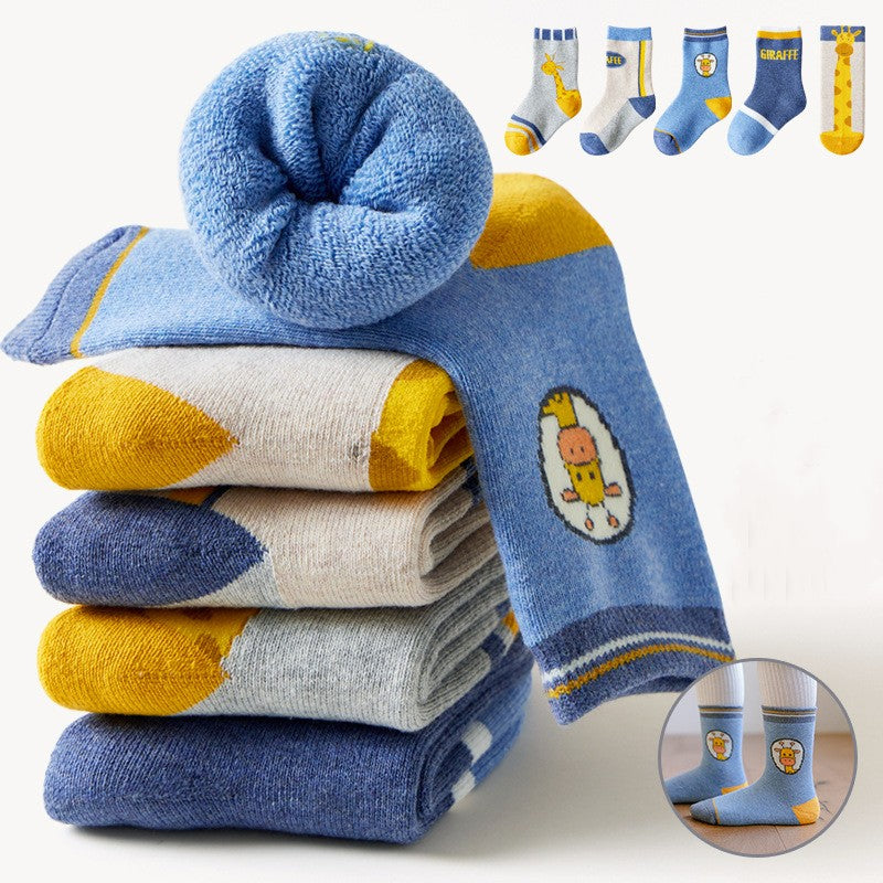 Children's Socks Autumn And Winter Cartoon Cotton Socks Boys And Girls Thickened Medium Terry Terry Sock