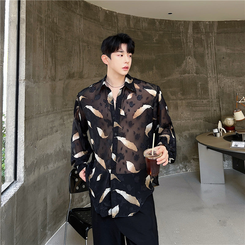 Jacquard Micro Perspective INS Wind Long Sleeve Shirt