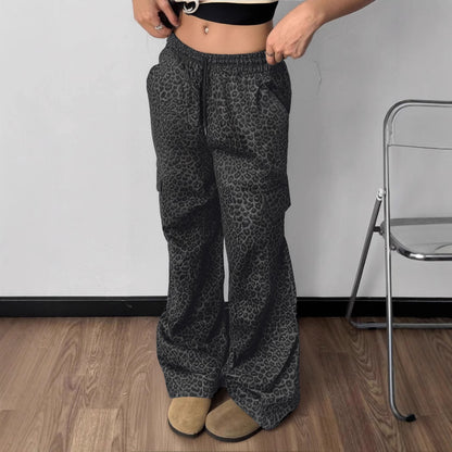 Printing Stylish Multi-pocket Street Overalls Loose-fit Tappered Trousers