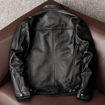 Leather Mens Stand Collar Jacket Coat Youth Dynamic Profile