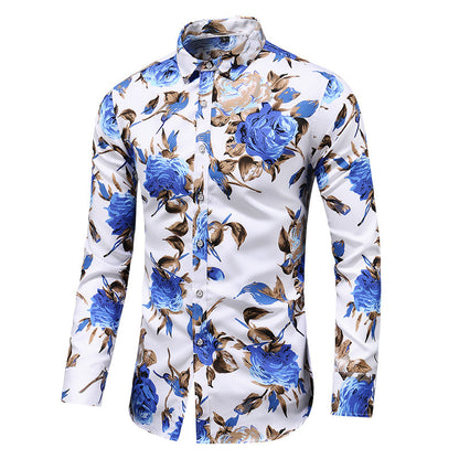 Lapel Printed Long-Sleeve Shirt Artistic Everyday Luxury