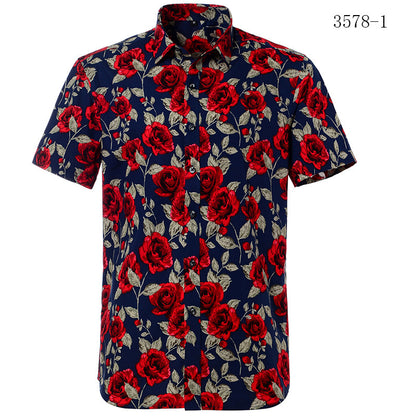 European Beach Aesthetic Printed Short Sleeve Shirt