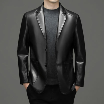 Sheepskin Suit Collar Mens Autumn Winter Leather Jacket Plush Refinement