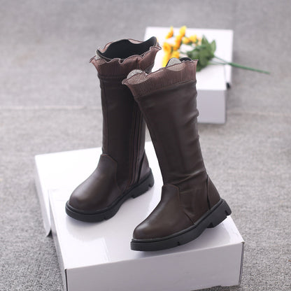 The Cashmere Tall: Girls’ Long Tube Leather Boots