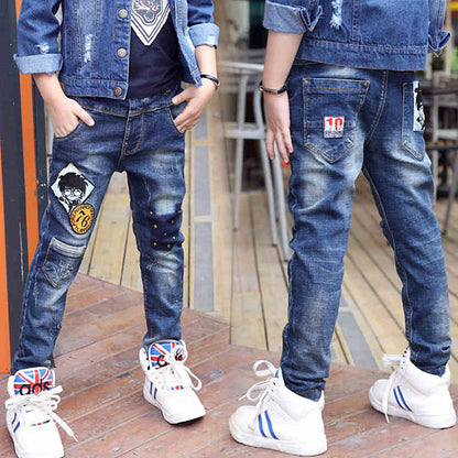 Boys Jeans Autumn Winter New One-Piece Velvet Luxe Insulation