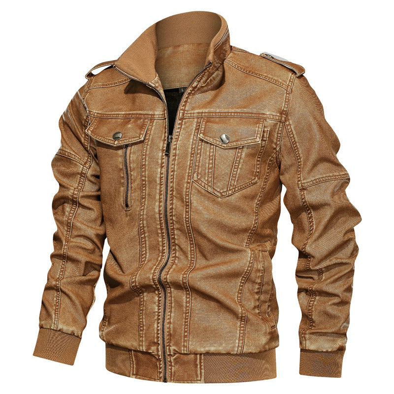 European American Style Mens PU Leather Coat Sleek Versatile Luxury