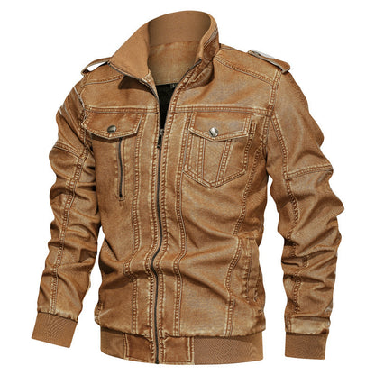 European American Style Mens PU Leather Coat Sleek Versatile Luxury