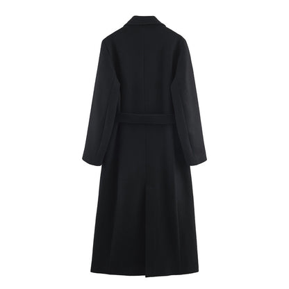 Women's Blend With Belt Long Overcoat Outerwear