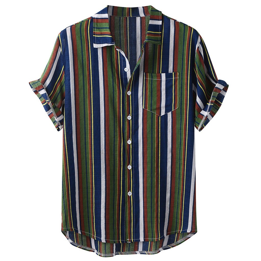 Hawaiian Striped Casual Shirt Vibrant Island Elegance