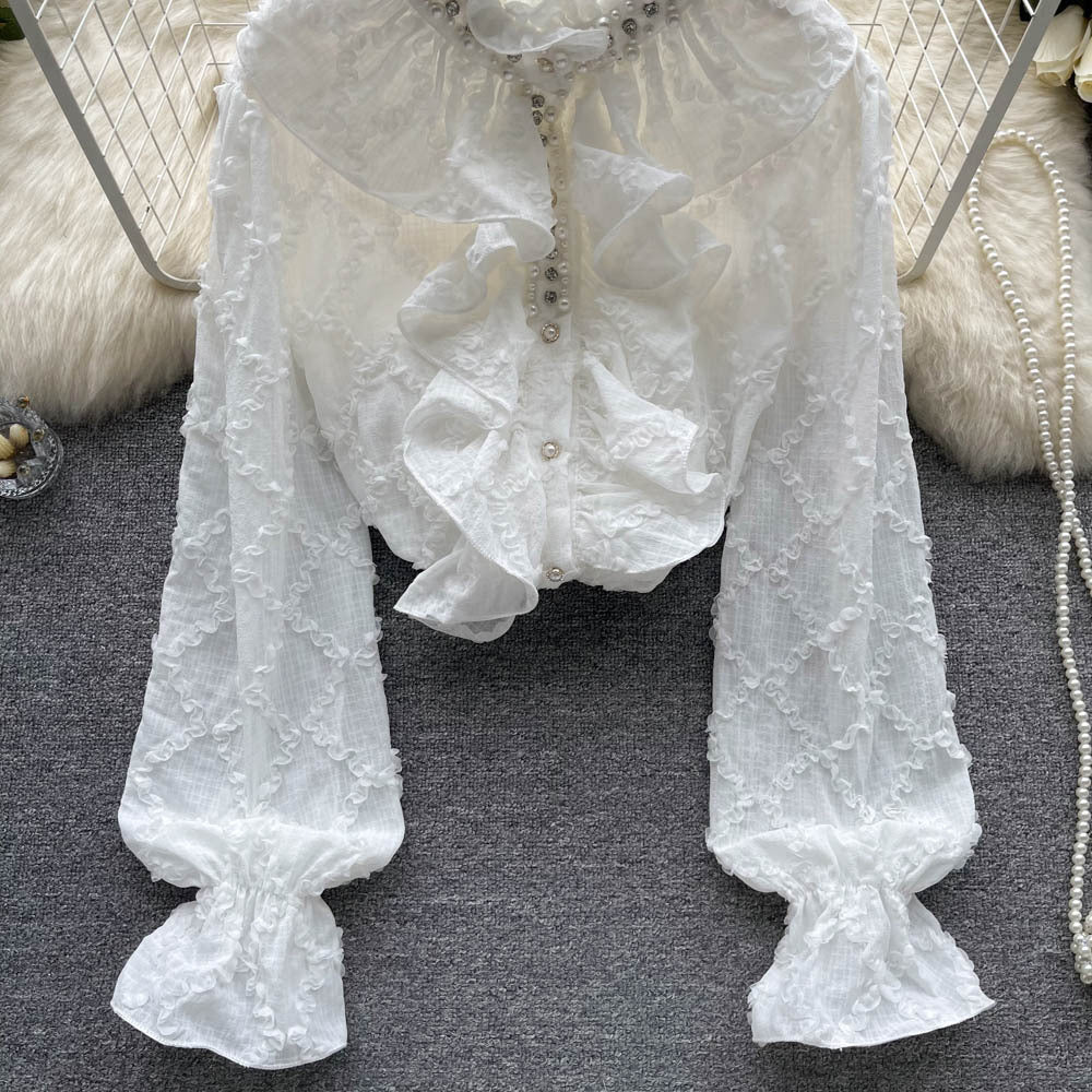 Ruffled Flared Sleeve Shirt Autumn Jacket