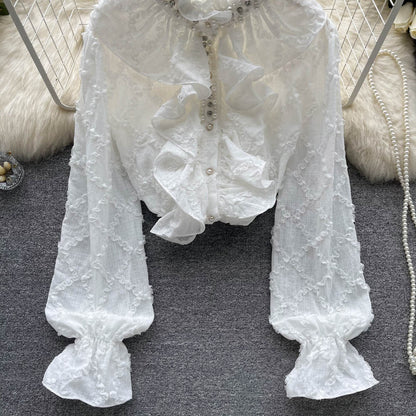 Ruffled Flared Sleeve Shirt Autumn Jacket