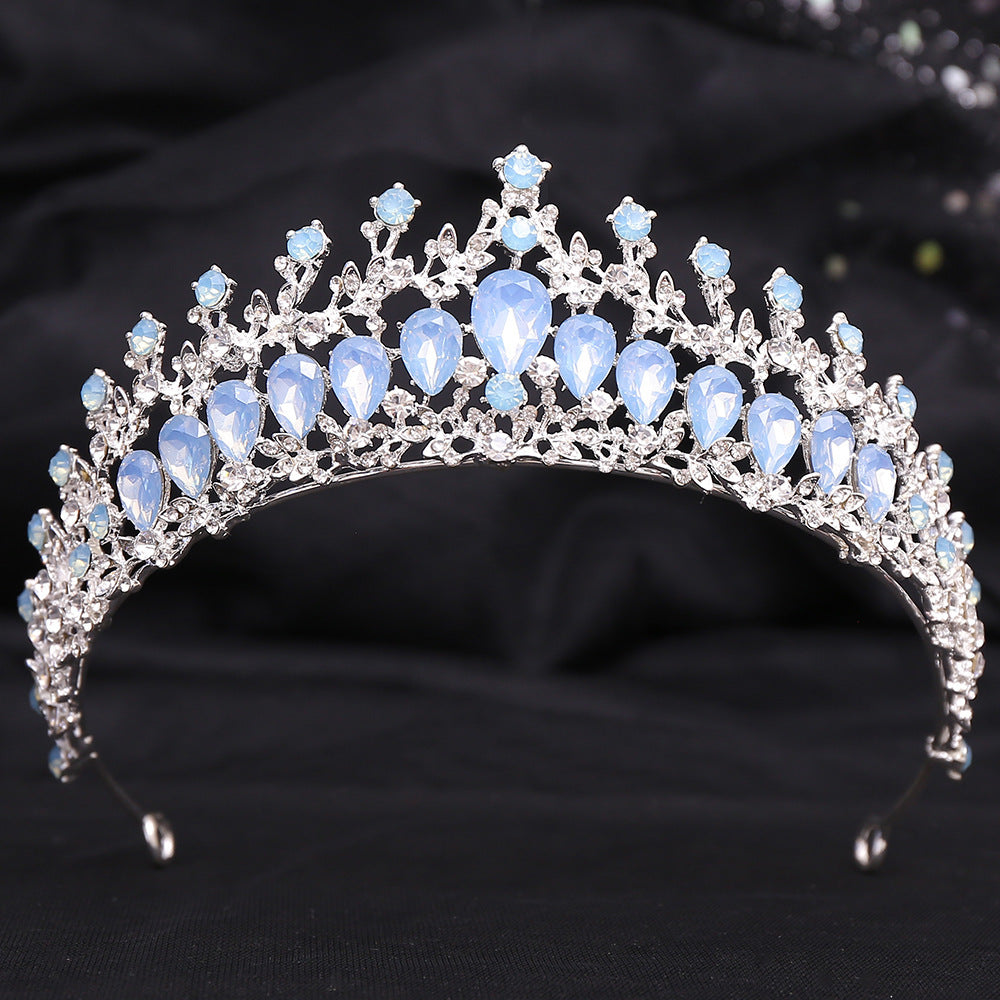 Wedding Birthday Headdress Crown Alloy Inlaid Protein Green Bright Crystal Bride