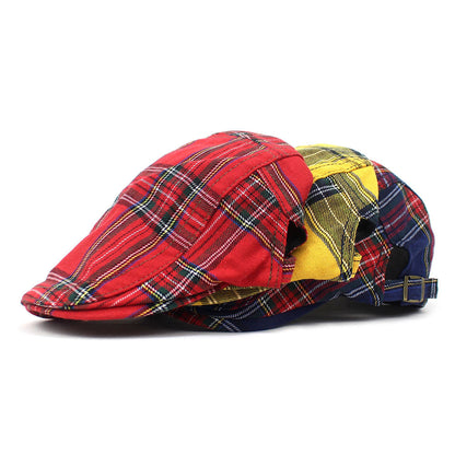 Retro Plaid Beret Men's And Women's Spring And Autumn Hat Casual Peaked Cap