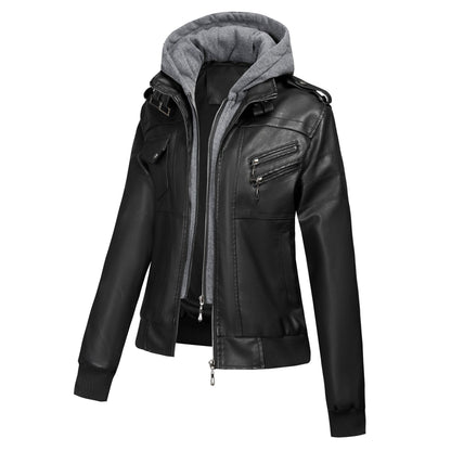 Large Size Women's Artificial Leather Women's Motorcycle Jacket American Style