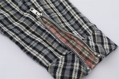 Embroidered Pocket Plaid Long Sleeve Shirt Men