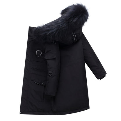 The Grand Arctic: Plus-Size Fur-Collar Mid-Length Down Jacket