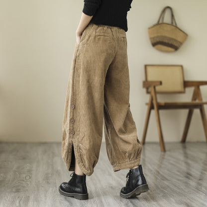 Oversized Loose And Thick Corduroy Plush High Waist Capris
