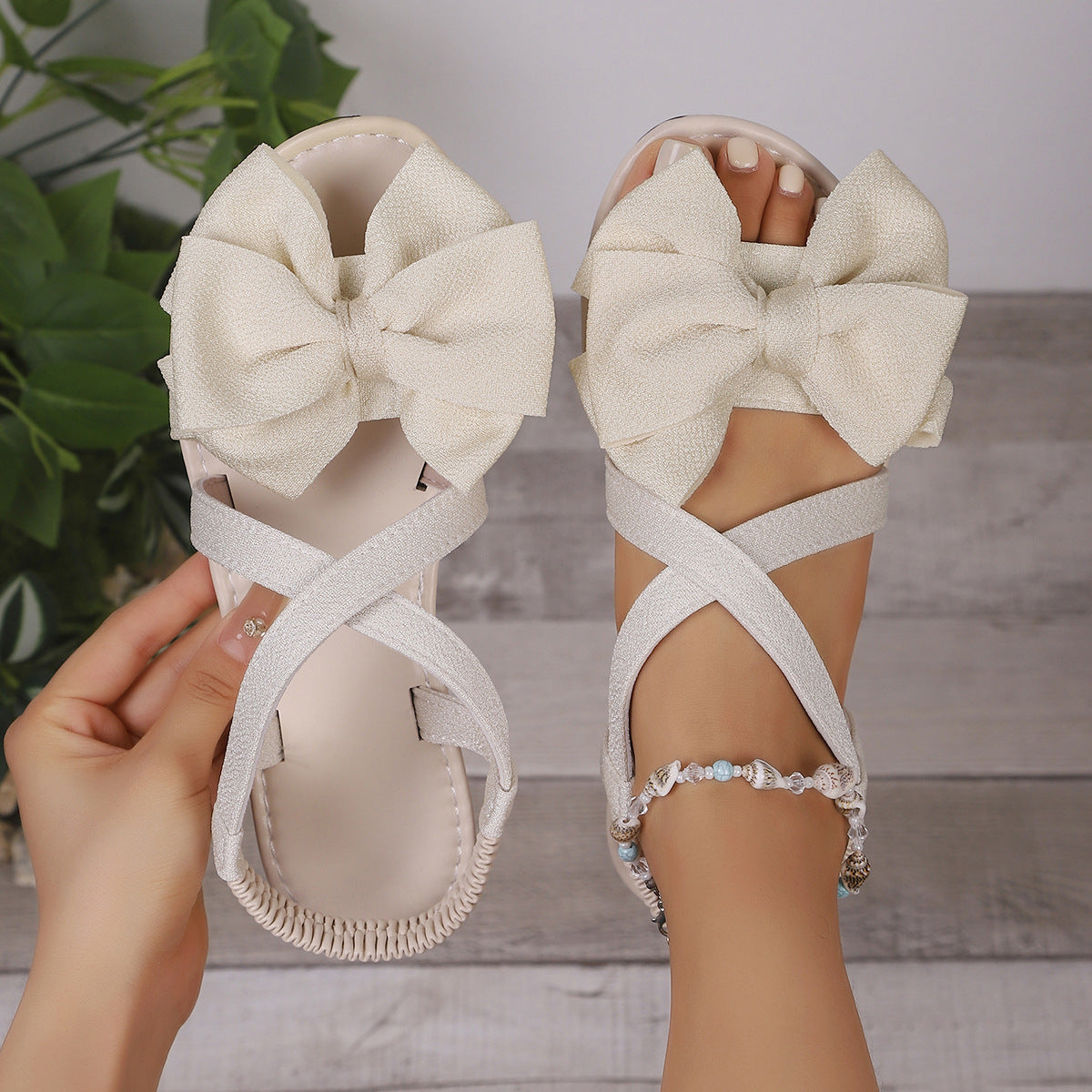 Women's Fashion Bowknot Casual Flat Plus Size Sandals