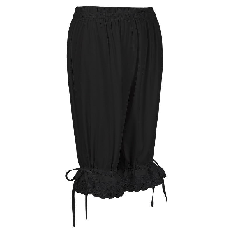 European And American Solid Color Lace Loose Women's Pants Bloomers Lace Shorts Large Size