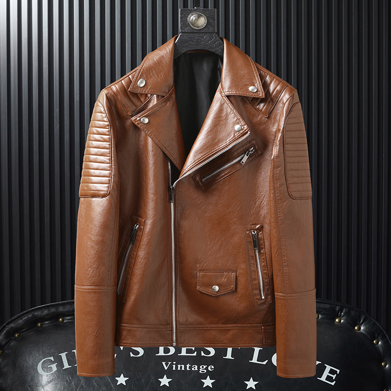 Spring Autumn Slim-Fitting Biker Leather Jacket Agile Seasonal Rider