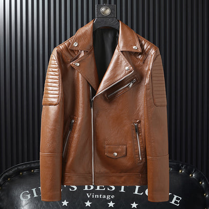Spring Autumn Slim-Fitting Biker Leather Jacket Agile Seasonal Rider