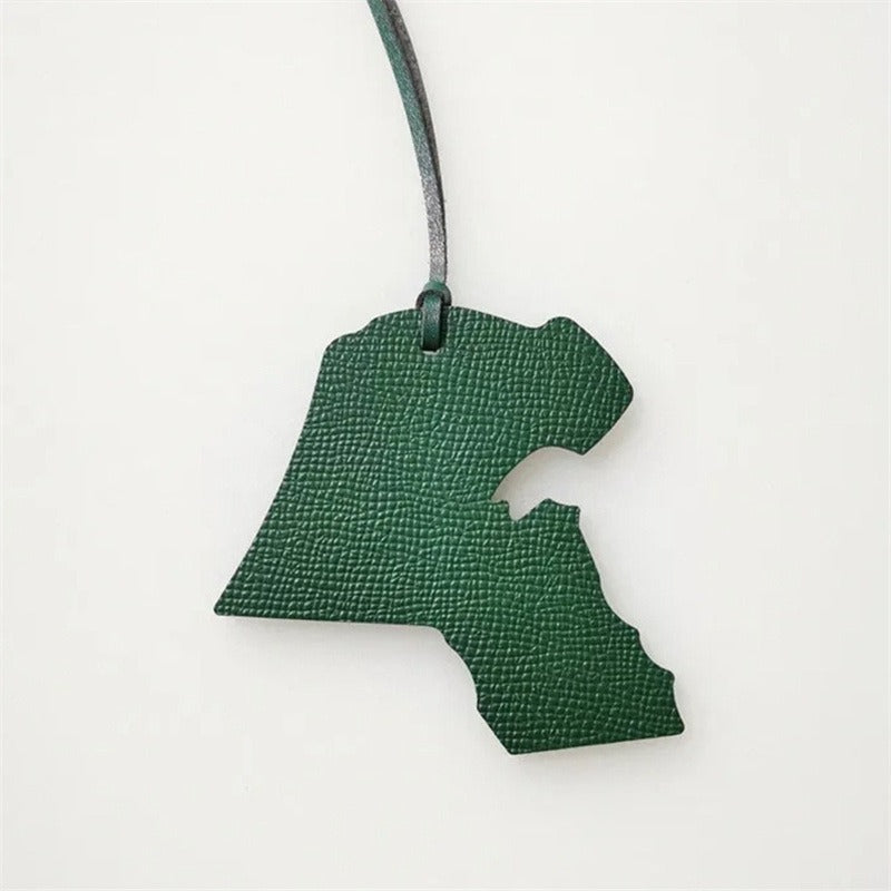 Map-shaped Leather Handbag Pendant