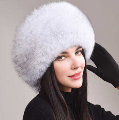 Women's Winter Genuine Leather Ethnic Style Warm Ear Protection Hat