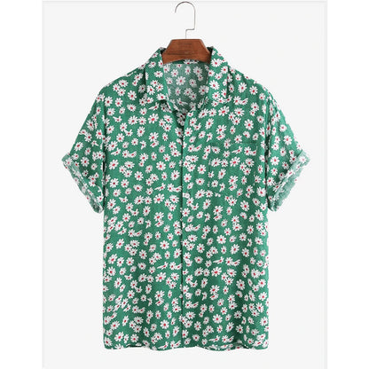 Cotton Linen Hawaiian Printed Cardigan Short Sleeve