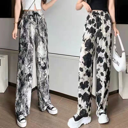 Draping Mopping Pants Straight Ink Painting Dye Pants For Women