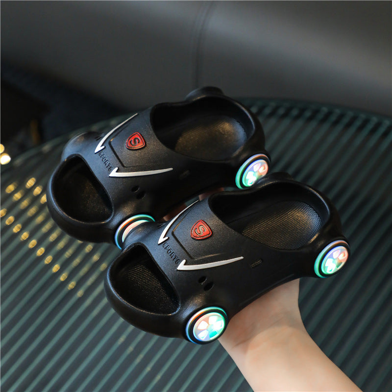 Luminous Galaxy: Glowing Cartoon Car Luminous Beach Shoes