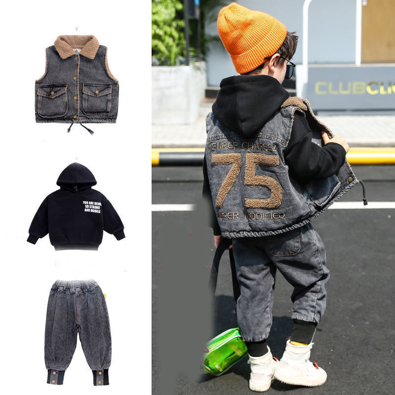 The Indigo Shield: Fashion-Simple Winter Denim Suit Set