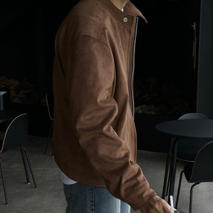 Brown Maillard Stand-Up Collar Jacket Rich Patina Depth