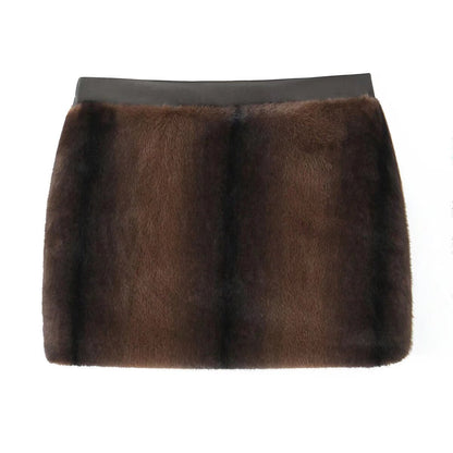 Elegant Artificial Fur Effect Skirt Women's Skirt