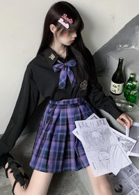 Purple Plaid Skirt Length 42CM