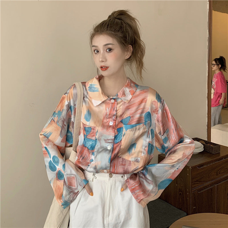 Women's Loose Retro Long Sleeve Shirt