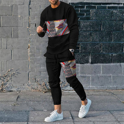 Men's Digital Printed Long Sleeve Crewneck Top
