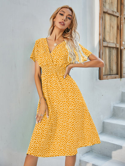 Ladies' Small Floral Print Short Sleeve Dress