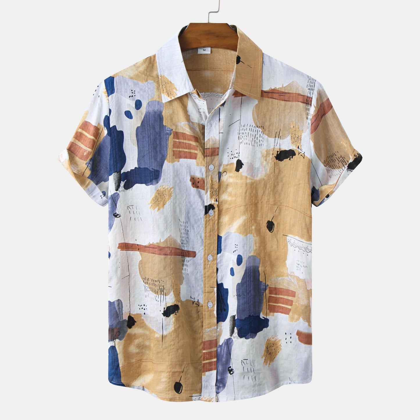 Cotton Linen Hawaiian Printed Cardigan Short Sleeve