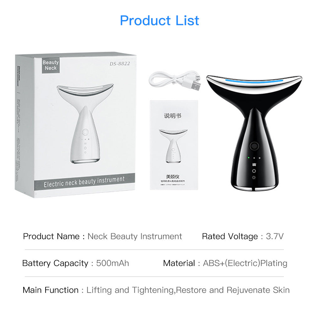 EMS Microcurrent Neck & Face Lifting Device | 3-Color LED Photon Therapy for Skin Tightening & Double Chin Reduction