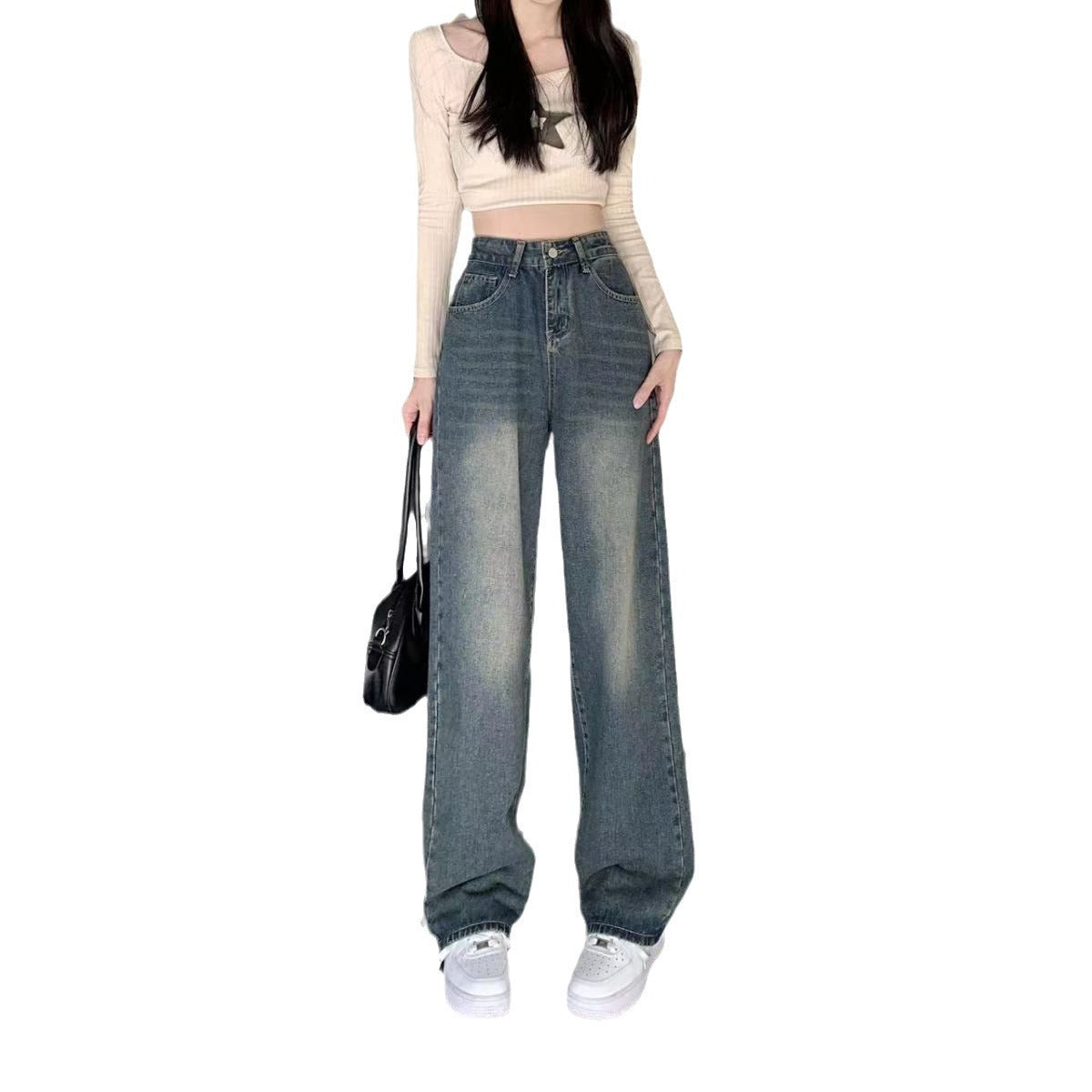 Loose High Waist Popular Straight Mop Pants