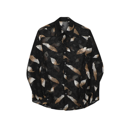 Jacquard Micro Perspective INS Wind Long Sleeve Shirt