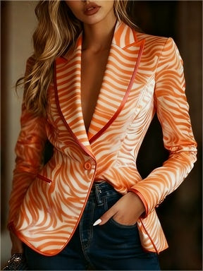 Casual Retro Stand Collar Coat With Print Pattern