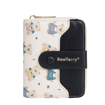Short Little Bear Cartoon Printed Women's Wallet