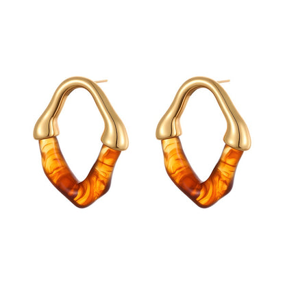 Color Resin Stitching Stainless Steel Earrings