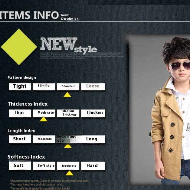 The Urban Trench: Boys’ Mid-Length Trend Casual Trench Coat