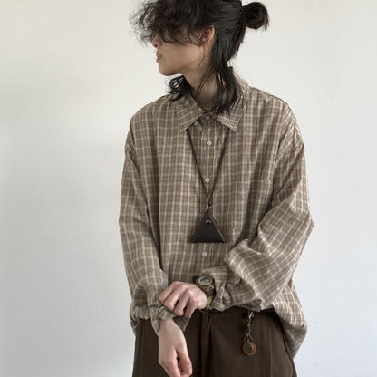 Retro Long Sleeve Plaid Shirt For Men