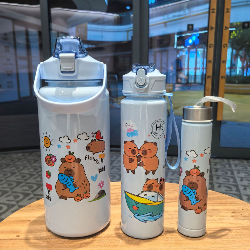 Cartoon Portable Large-capacity Straw Cup New Water Bottle