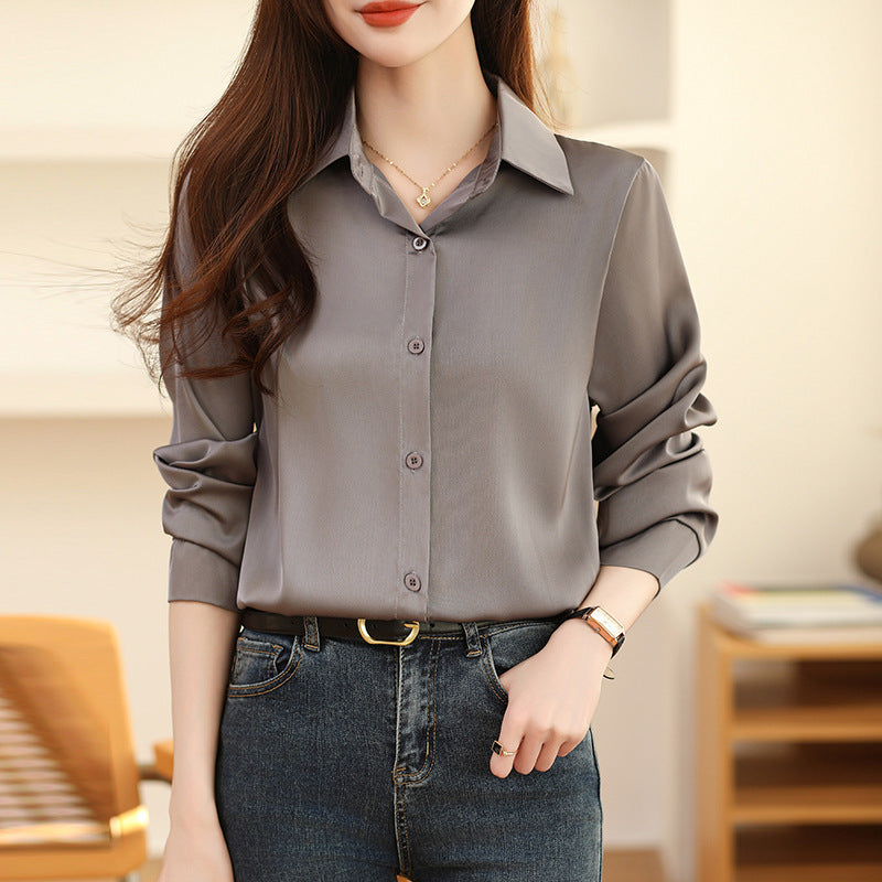 Non-ironing Anti-wrinkle Satin Shirt For Women