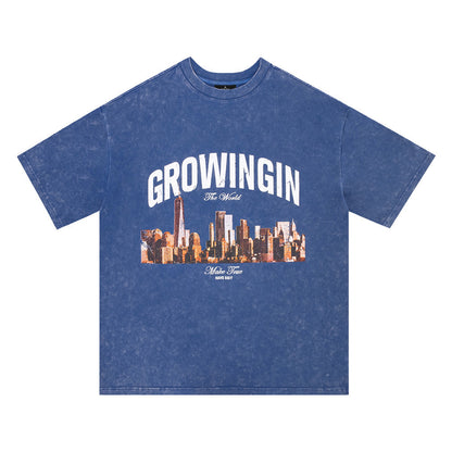 City Landscape Printed Short-sleeved T-shirt Men